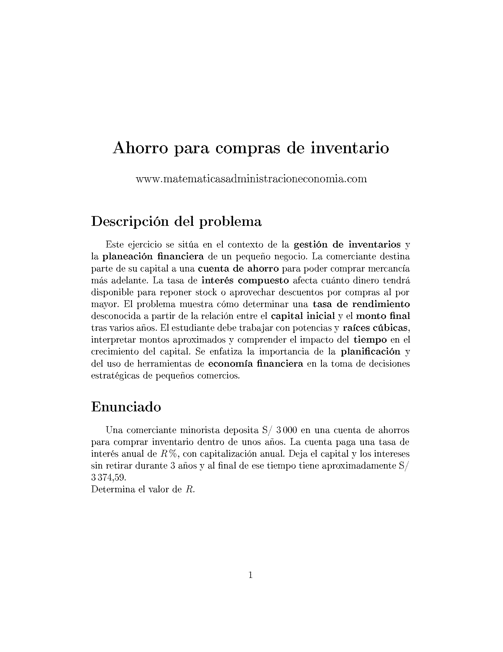Ahorro para compras de inventario - Matemáticas Aplicadas para Administración y Economía