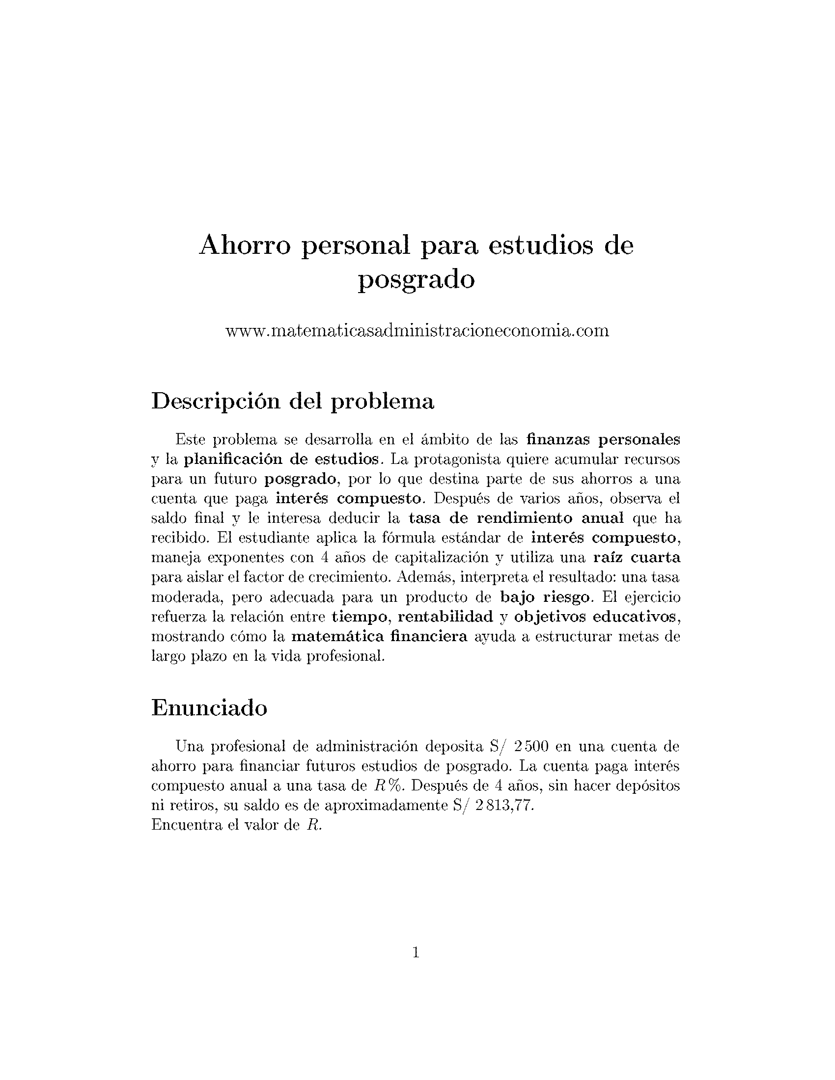 Ahorro personal para estudios de posgrado - Matemáticas Aplicadas para Administración y Economía
