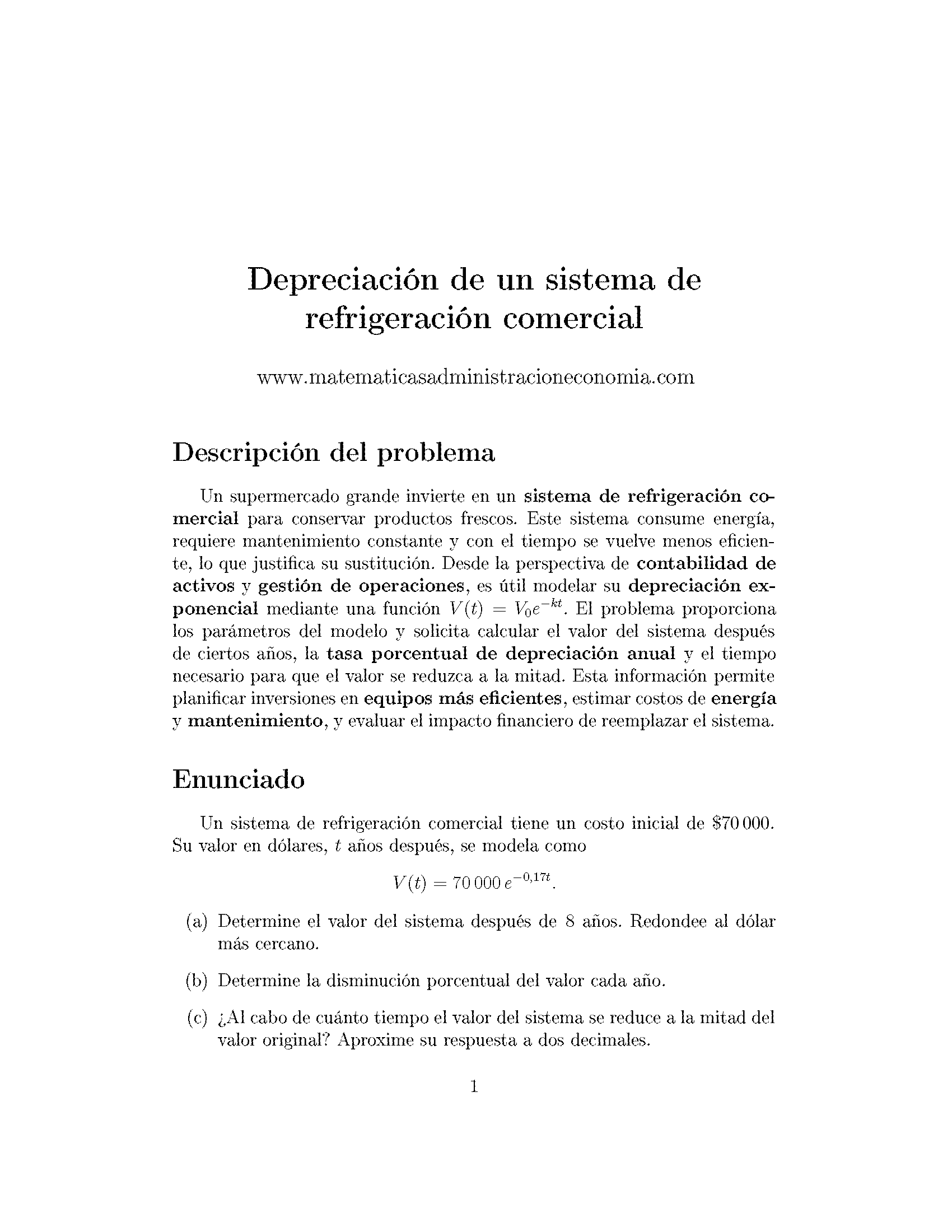 Depreciación de un sistema de refrigeración comercial - Matemáticas Aplicadas para Administración y Economía_Página_1