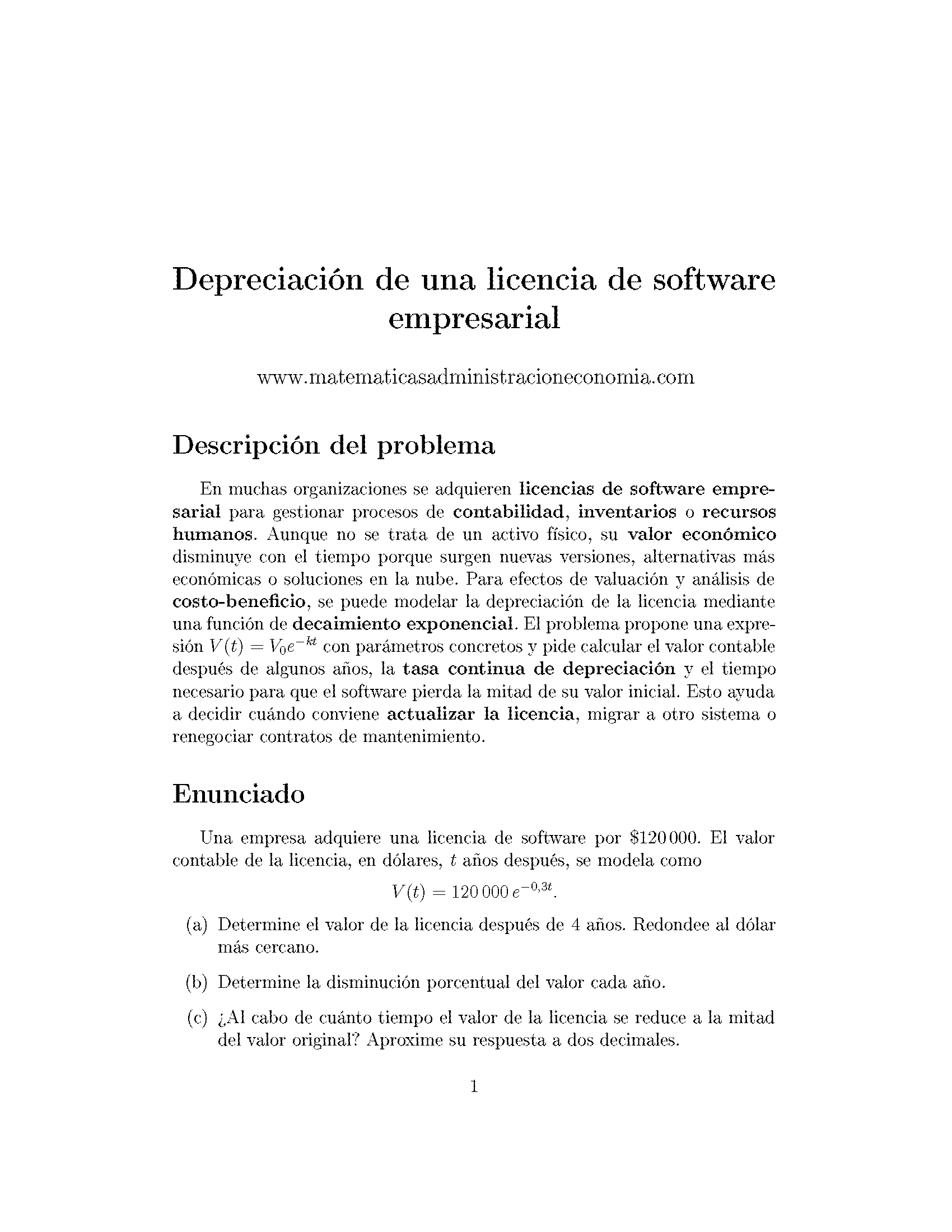 Depreciación de una licencia de software empresarial - Matemáticas Aplicadas para Administración y Economía_Página_1