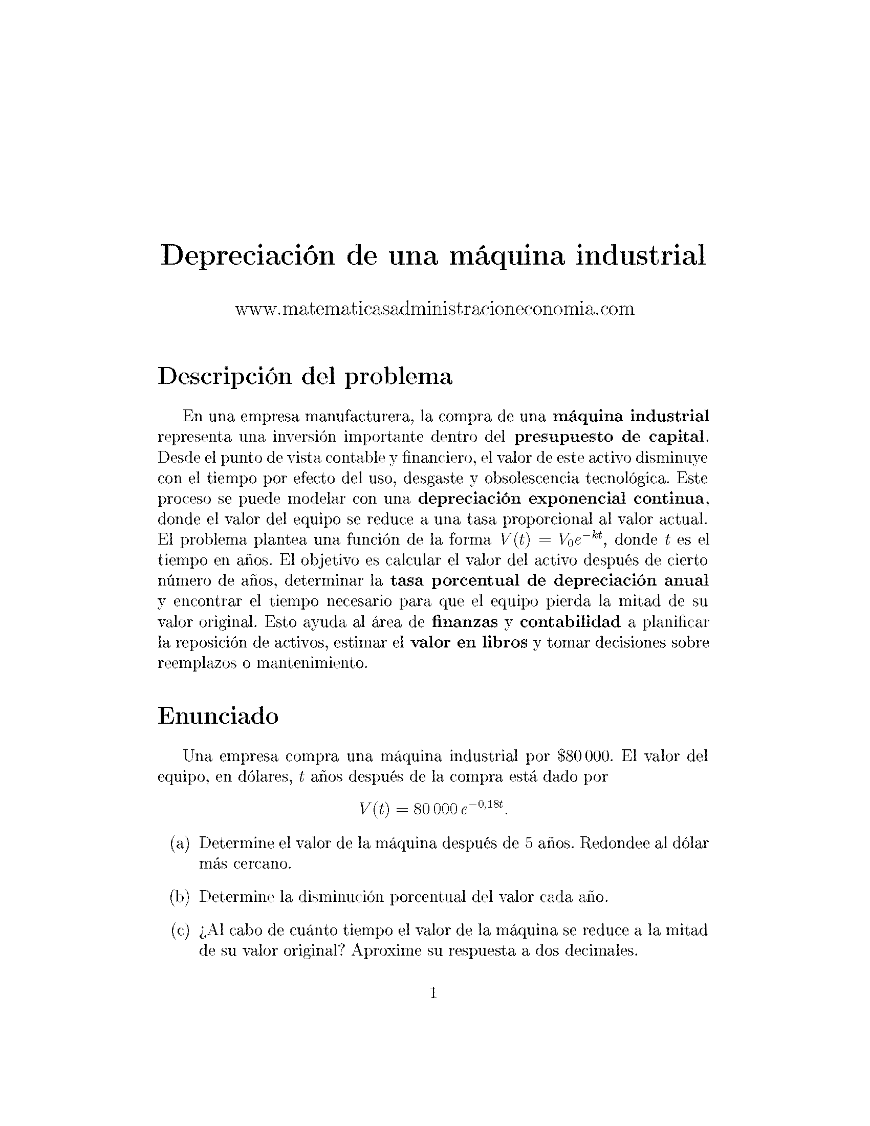 Depreciación de una máquina industrial - Matemáticas Aplicadas para Administración y Economía_Página_1