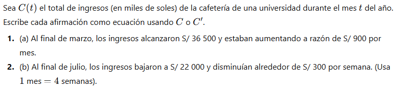 Ingresos de una cafetería universitaria - Matemáticas Aplicadas para Administración y Economía 1
