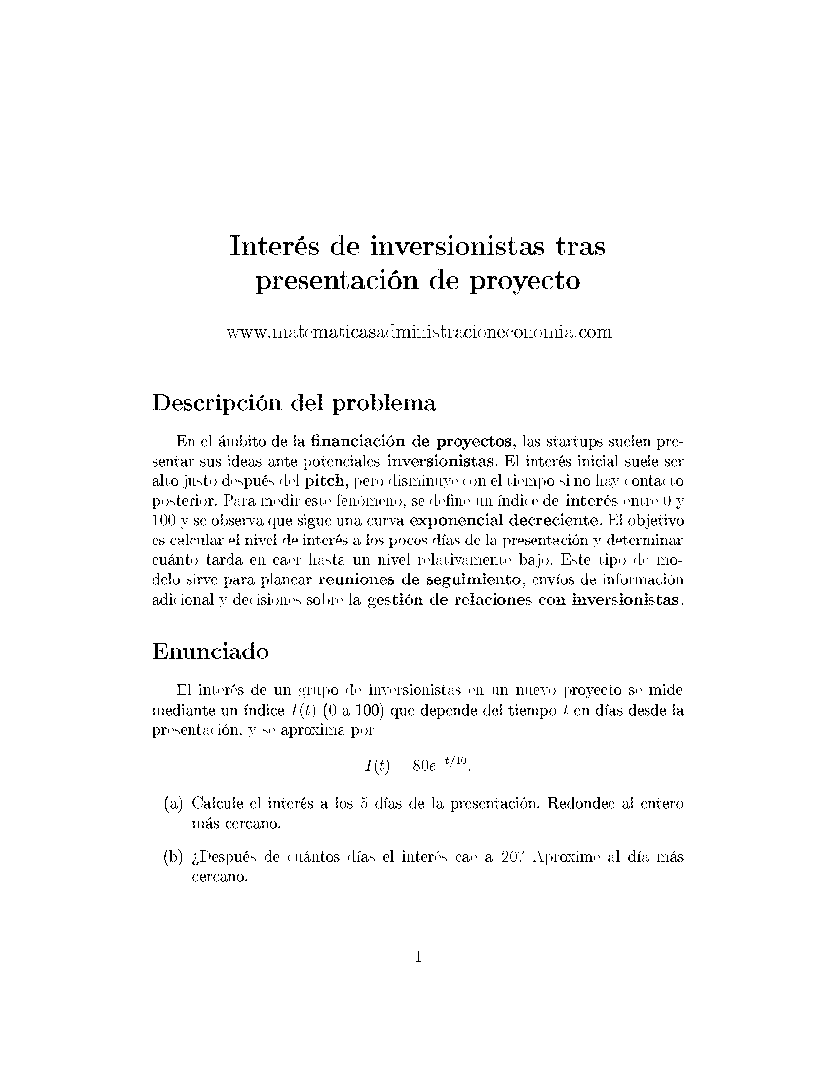 Interés de inversionsistas tras presentación del proyecto - Matemáticas Aplicadas para Administración y Economía